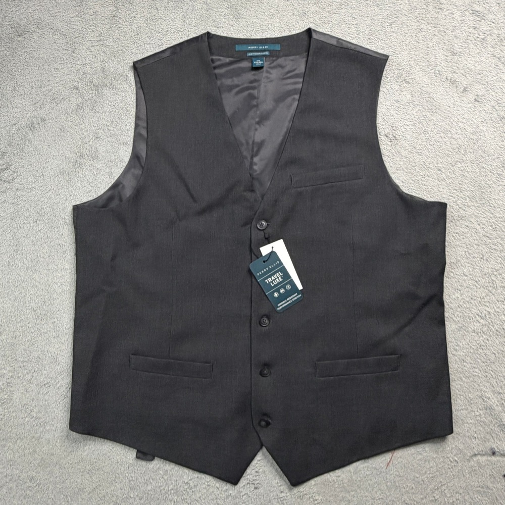 Perry Ellis Travel Luxe Slim Fit Vest Mens XXL Charcoal Heather BRAND NEWNWT